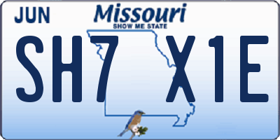 MO license plate SH7X1E