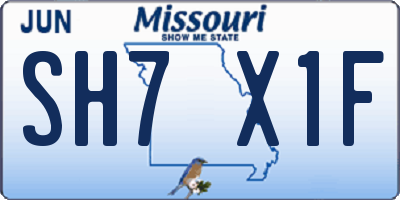 MO license plate SH7X1F