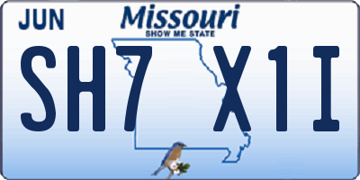 MO license plate SH7X1I