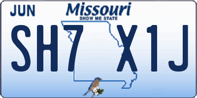 MO license plate SH7X1J