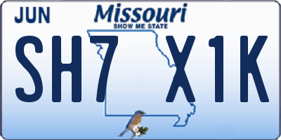 MO license plate SH7X1K
