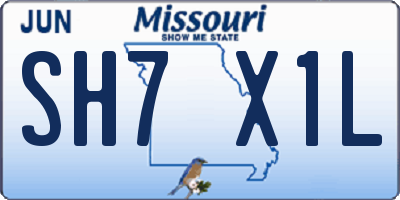 MO license plate SH7X1L