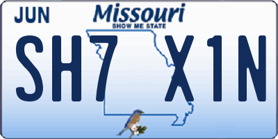 MO license plate SH7X1N