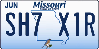 MO license plate SH7X1R