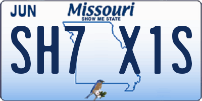 MO license plate SH7X1S