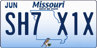 MO license plate SH7X1X