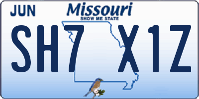 MO license plate SH7X1Z