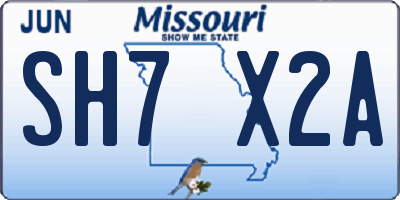 MO license plate SH7X2A