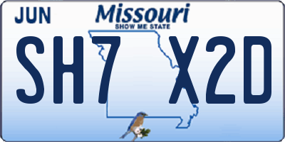 MO license plate SH7X2D