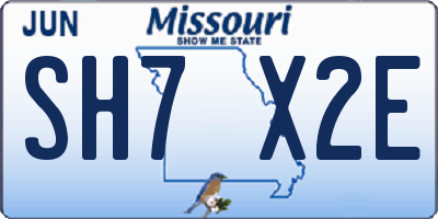 MO license plate SH7X2E