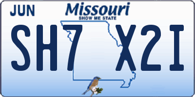 MO license plate SH7X2I