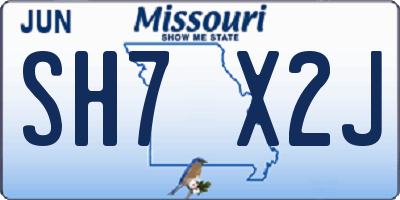 MO license plate SH7X2J