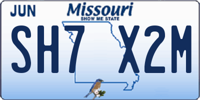 MO license plate SH7X2M