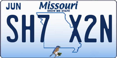 MO license plate SH7X2N
