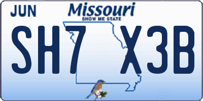 MO license plate SH7X3B
