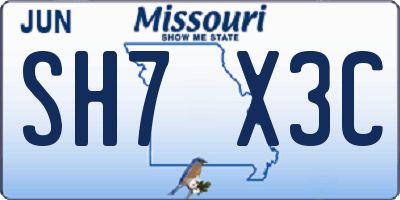 MO license plate SH7X3C