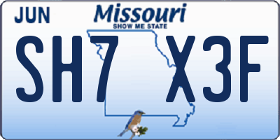 MO license plate SH7X3F