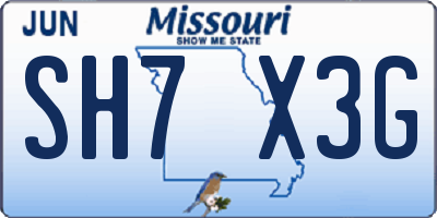 MO license plate SH7X3G