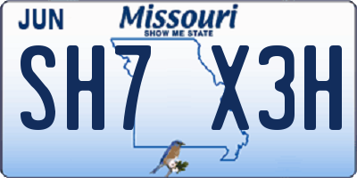 MO license plate SH7X3H
