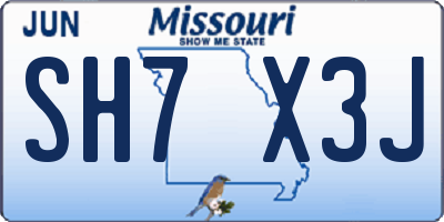 MO license plate SH7X3J