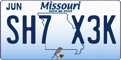 MO license plate SH7X3K