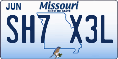 MO license plate SH7X3L