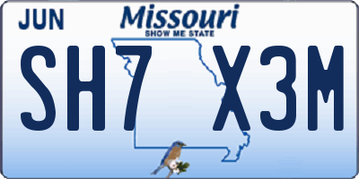 MO license plate SH7X3M