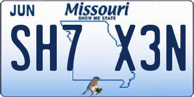 MO license plate SH7X3N
