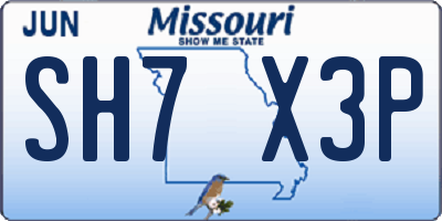 MO license plate SH7X3P