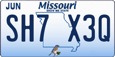 MO license plate SH7X3Q