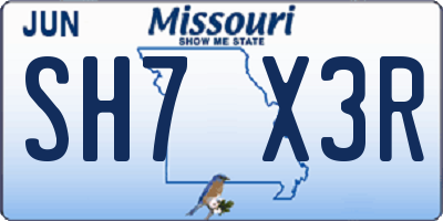 MO license plate SH7X3R