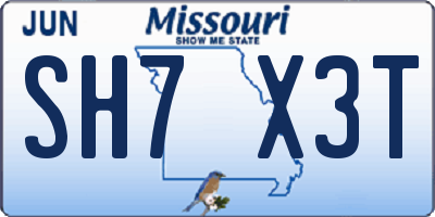 MO license plate SH7X3T