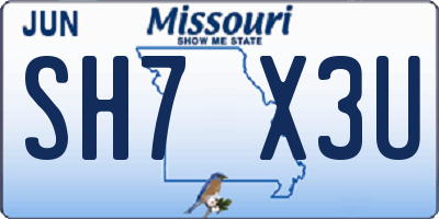 MO license plate SH7X3U