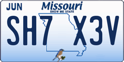 MO license plate SH7X3V
