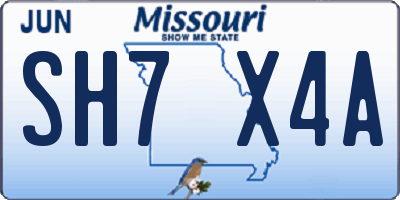 MO license plate SH7X4A