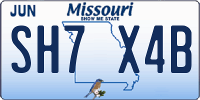 MO license plate SH7X4B