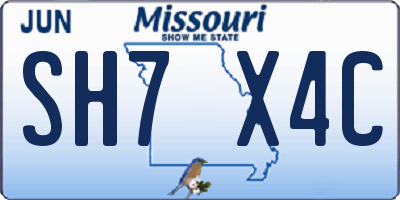 MO license plate SH7X4C