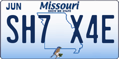 MO license plate SH7X4E