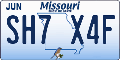 MO license plate SH7X4F