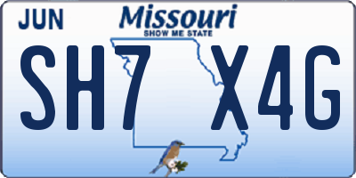 MO license plate SH7X4G