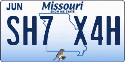 MO license plate SH7X4H