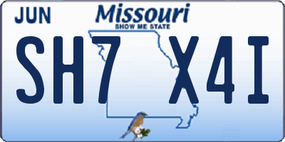 MO license plate SH7X4I