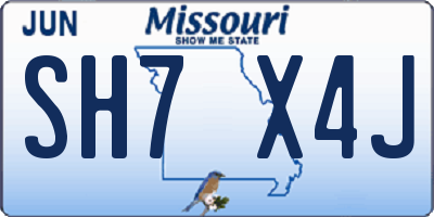 MO license plate SH7X4J