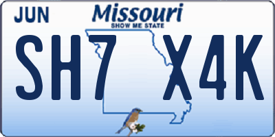 MO license plate SH7X4K