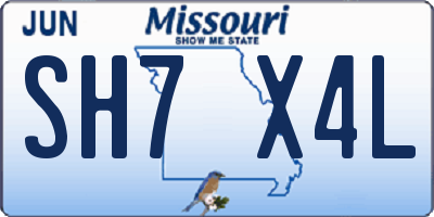 MO license plate SH7X4L