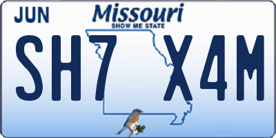 MO license plate SH7X4M