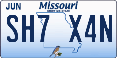 MO license plate SH7X4N