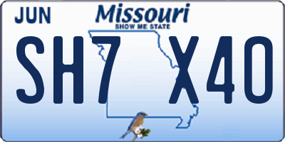 MO license plate SH7X4O