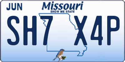 MO license plate SH7X4P