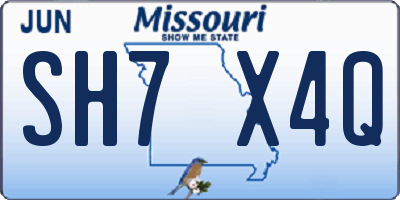 MO license plate SH7X4Q